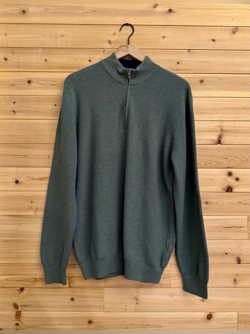 NWT American Heritage Large Gray Green Quarter Zip Pullover Sweater